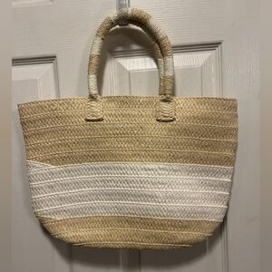 Altru New Stripped Straw Tote HandBag Light Beige preloved EUC